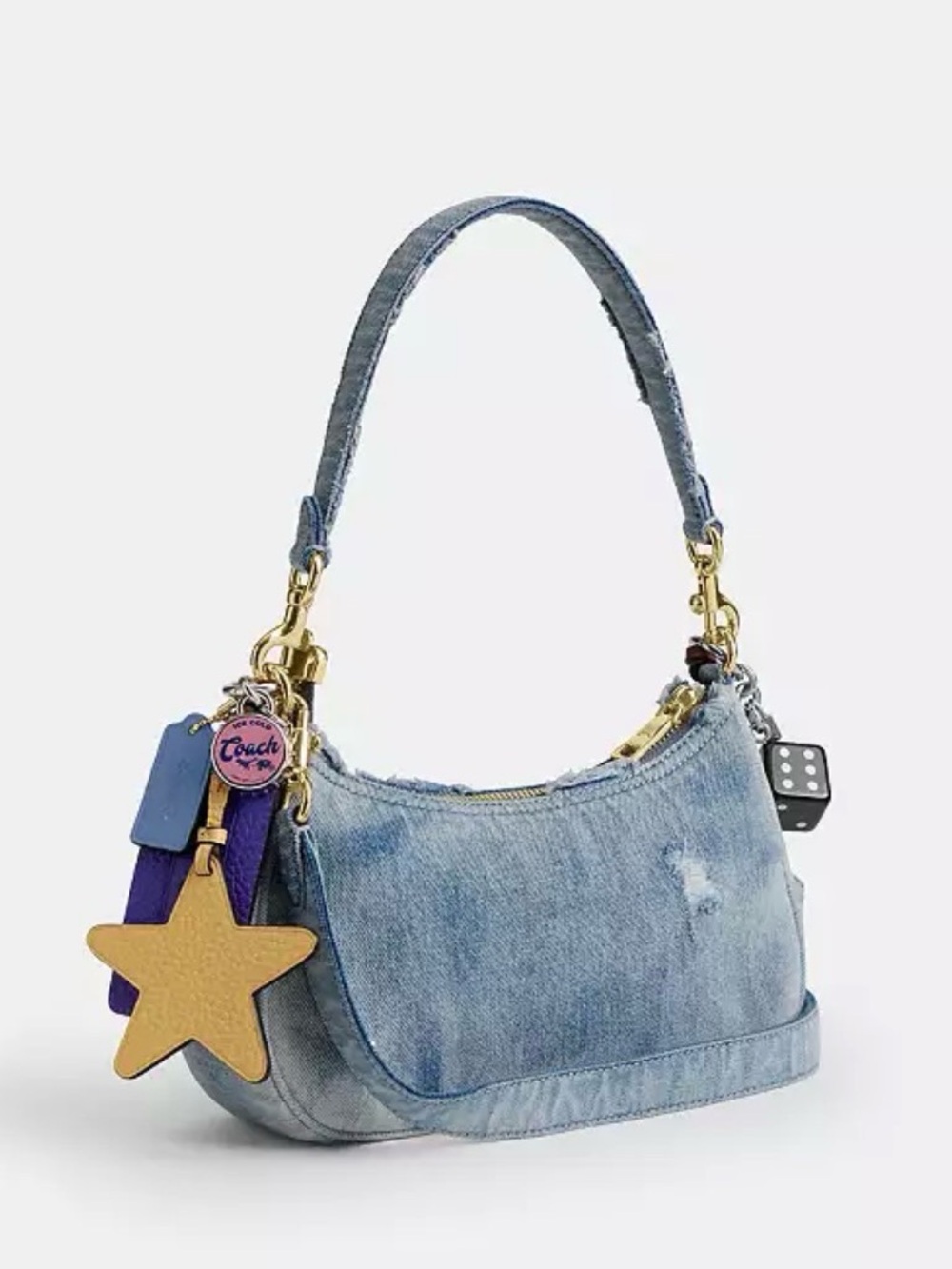 Coach Loved Denim Teri Shoulder Bag with Charm Accents - Picture 2 of 8